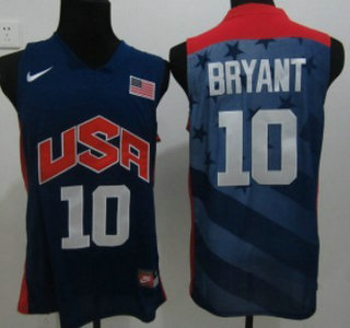 2012 Olympics Team USA 10 Kobe Bryant Blue Kids Jersey