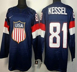 2014 Olympics USA #81 Phil Kessel Navy Blue Kids Jersey