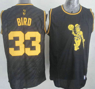 Boston Celtics #33 Larry Bird Revolution 30 Swingman 2014 Black With Gold Jersey