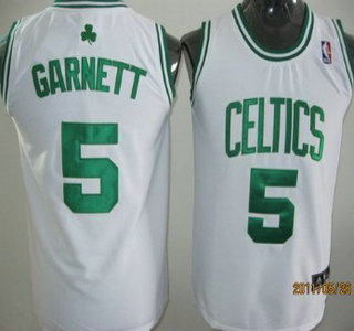 Boston Celtics 5 Garnett White Authenic Kids Jersey