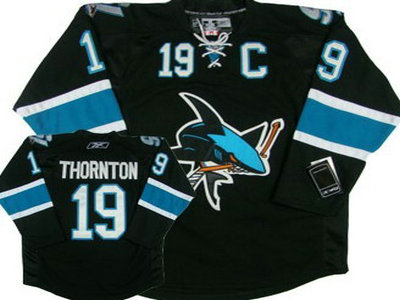 Cheap San Jose Sharks 19 Joe Thornton Black Jersey