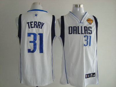 Dallas Mavericks 31 Jason Terry White Jersey Finals Patch