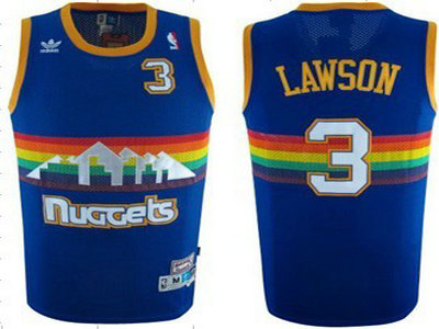 Denver Nuggets 3 Ty Lawson Soul Swingman Stitched Blue Rainbow Throwback Jersey
