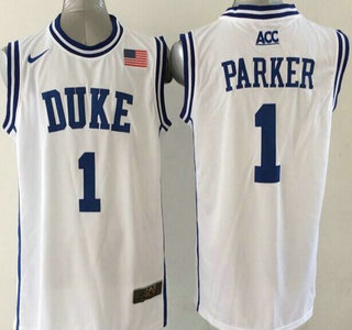 Duke Blue Devils #1 Jabari Parker 2015 White Round Collar Jersey