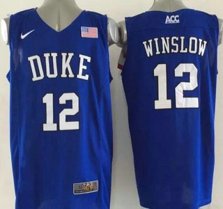 Duke Blue Devils #12 Justise Winslow 2015 Blue Round Collar Jersey