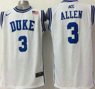 Duke Blue Devils #3 Grayson Allen 2015 White Round Collar Jersey