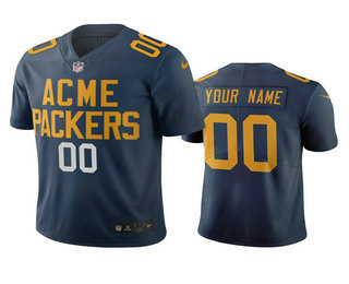Green Bay Packers Custom Navy City Edition Vapor Limited Jersey