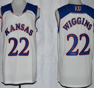 Kansas Jayhawks #22 Andrew Wiggins White Jersey