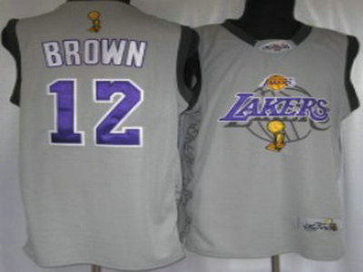 Los Angeles Lakers 12 Brown 2010 The Finals Commemorative Edition Gray Jersey