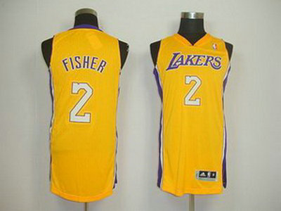 Los Angeles Lakers 2 Derek Fisher yellow Revolution 30 Jersey
