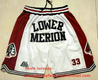 Lower Merion Aces #33 Kobe Bryant White Just Don With Pocket High School Mesh Shorts
