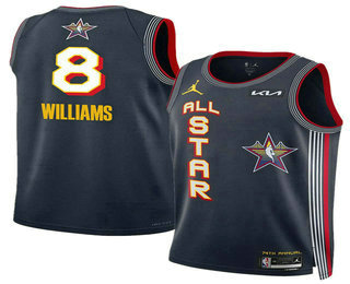Men's 2025 All Star #8 Jalen Williams Navy Red Heat Press Jersey