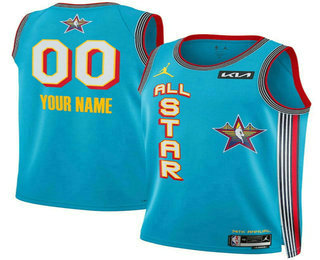 Men's 2025 All Star Active Player Custom Light Blue Red Heat Press Jersey