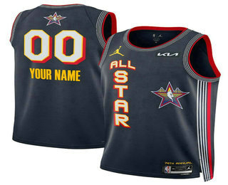 Men's 2025 All Star Active Player Custom Navy Red Heat Press Jersey