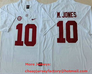 Men's Alabama Crimson Tide #10 Mac Jones White College Football Jersey