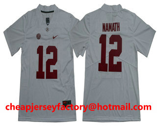 Men's Alabama Crimson Tide #12 Joe Namath Vapor Limited White College Football Stitched NCAA Jersey