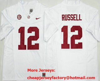 Men's Alabama Crimson Tide #12 Keelon Russell White 2026 FUSE College Football Jersey