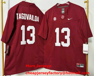 Men's Alabama Crimson Tide #13 Tua Tagovailoa Red FUSE College Stitched Jersey