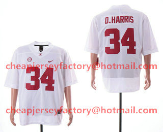 Men's Alabama Crimson Tide #34 Damien Harris White 2017 Vapor Untouchable Stitched Nike NCAA Jersey