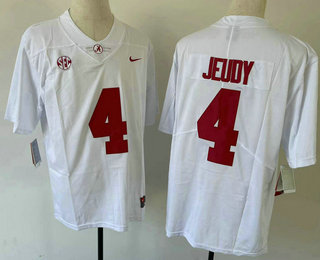 Men's Alabama Crimson Tide #4 Jerry Jeudy Limited White College Football Jersey