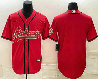 Men's Alabama Crimson Tide Red With Patch Cool Base Stitched Baseball Jersey