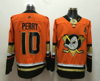 Men's Anaheim Ducks #10 Corey Perry Orange With A Patch 2017-2018 Hockey Stitched NHL Jersey