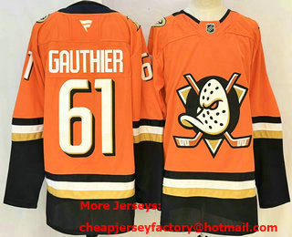 Men's Anaheim Ducks #61 Cutter Gauthier Orange Authentic Jersey