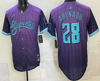 Men's Arizona Diamondbacks #28 Nolan Arenado Purple 2025 City Connect Limited Stitched Jersey