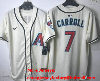 Men's Arizona Diamondbacks #7 Corbin Carroll Cream Limited Jersey