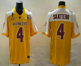 Men's Arizona State Sun Devils #4 Cam Skattebo Yellow Thanksgiving FUSE Limited With Patch Stitched Jersey
