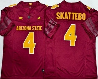 Men's Arizona State Sun Devils #4 Cameron Skattebo Limited Red 2025 FUSE College Football Jersey