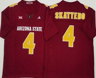Men's Arizona State Sun Devils #4 Cameron Skattebo Limited Red College Football Jerse