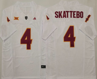 Men's Arizona State Sun Devils #4 Cameron Skattebo Limited White College Football Jersey