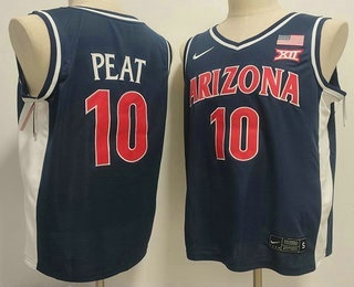 Men's Arizona Wildcats #10 Koa Peat Navy College Basketball Jersey