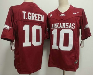 Men's Arkansas Razorbacks #10 Taylen Green Limited Red FUSE College Football Jersey