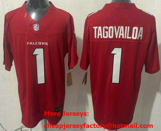 Men's Atlanta Falcons #1 Tua Tagovailoa Limited Red FUSE Vapor Jersey