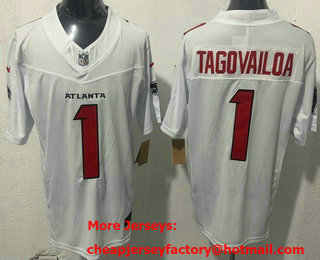 Men's Atlanta Falcons #1 Tua Tagovailoa Limited White FUSE Vapor Jersey