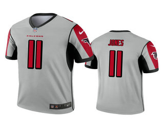 Men's Atlanta Falcons #11 Julio Jones Silver Inverted Legend Jersey