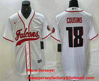 Men's Atlanta Falcons #18 Kirk Cousins White Cool Base Stitched Baseball Jersey