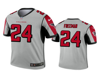 Men's Atlanta Falcons #24 Devonta Freeman Silver Inverted Legend Jersey