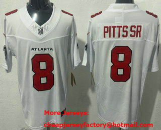 Men's Atlanta Falcons #8 Kyle Pitts Sr Limited White FUSE Vapor Jersey
