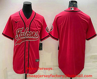 Men's Atlanta Falcons Blank Red With Patch Cool Base Stitched Baseball Jersey