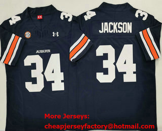 Men's Auburn Tigers #34 Bo Jackson Navy Blue FUSE College Football Jersey