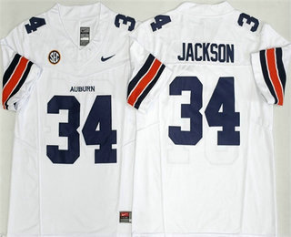 Men's Auburn Tigers #34 Bo Jackson White 2026 FUSE College Football Jersey