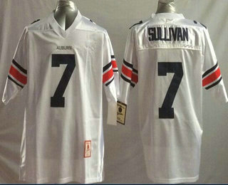 Men's Auburn Tigers #7 Pat Sullivan White Throwback Stitched College Football NCAA Jersey