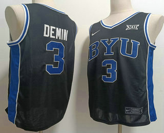 Men's BYU Cougars #3 Egor Demin Black College Basketball Swingman Stitched Jersey