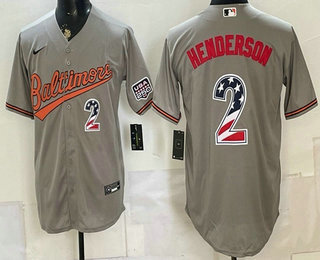 Men's Baltimore Orioles #2 Gunnar Henderson Grey USA 250 Fourth of July Home Stitched Jersey