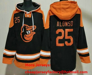Men's Baltimore Orioles #25 Pete Alonso Black Ageless Must Have Lace Up Pullover Hoodie