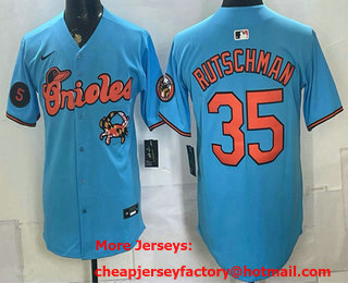 Men's Baltimore Orioles #35 Adley Rutschman Blue With Patch Vapor Premier Limited Stitched Jersey