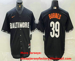 Men's Baltimore Orioles #39 Corbin Burnes Black 2023 City Connect Cool Base Stitched Jersey
